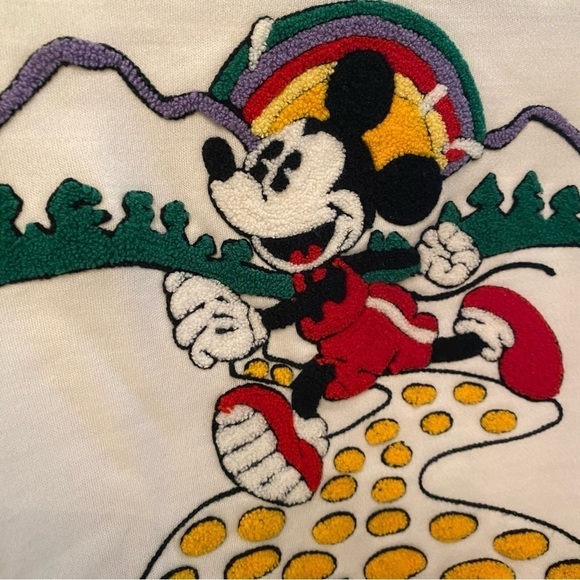 Vintage SUNDAY COMICS Mickey Mouse 3-D Textured Embroidery Sweatshirt Size Small - Picture 3 of 8